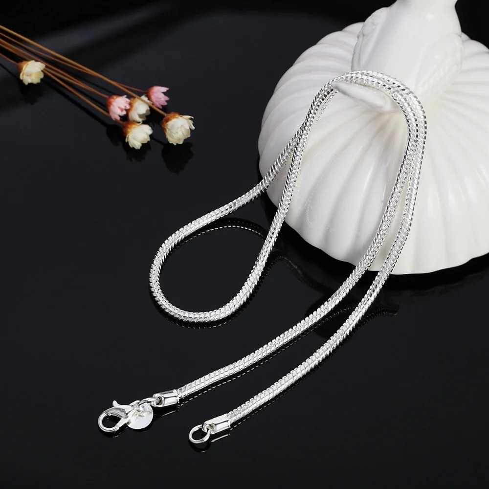 Men&Women’s 925 Sterling Silver Tarnish-Free Italian Snake Chain Necklace 16-24*