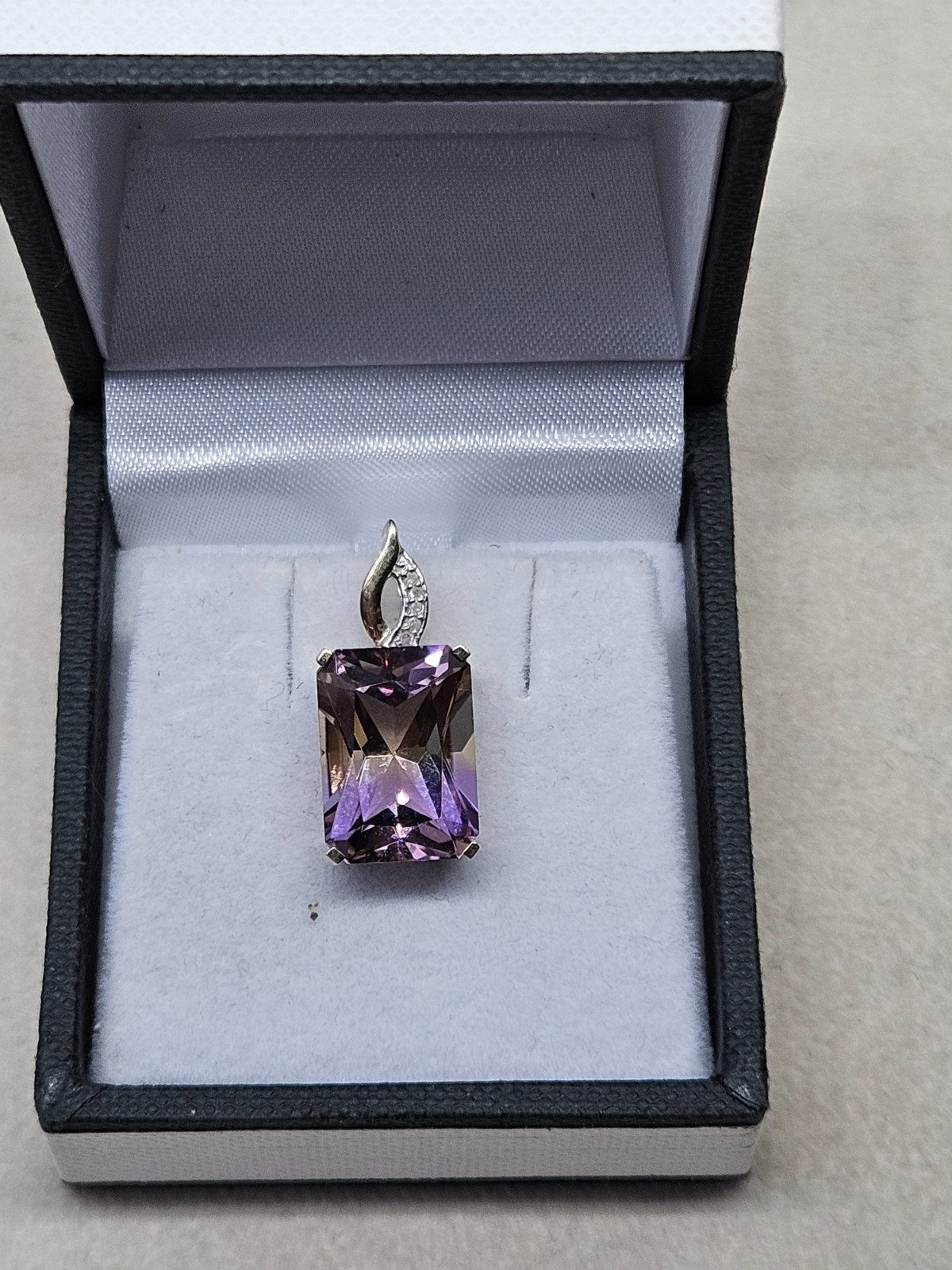 9kt Gold Anahi Ametrine & White Zircon Pendant 6.77 CTS (2.83g) Cert.