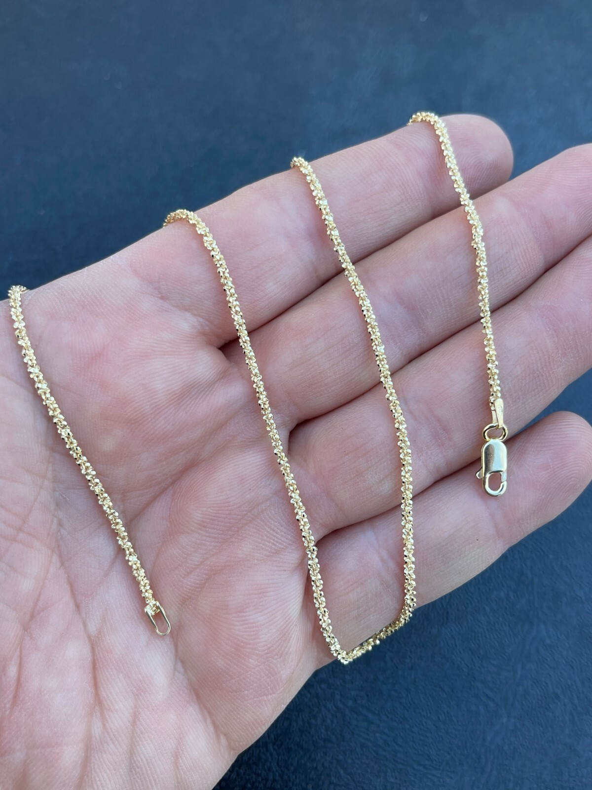 Mens Womens 14k Gold Plated Solid 925 Sterling Silver Hip Hop Sparkle Rope Chain