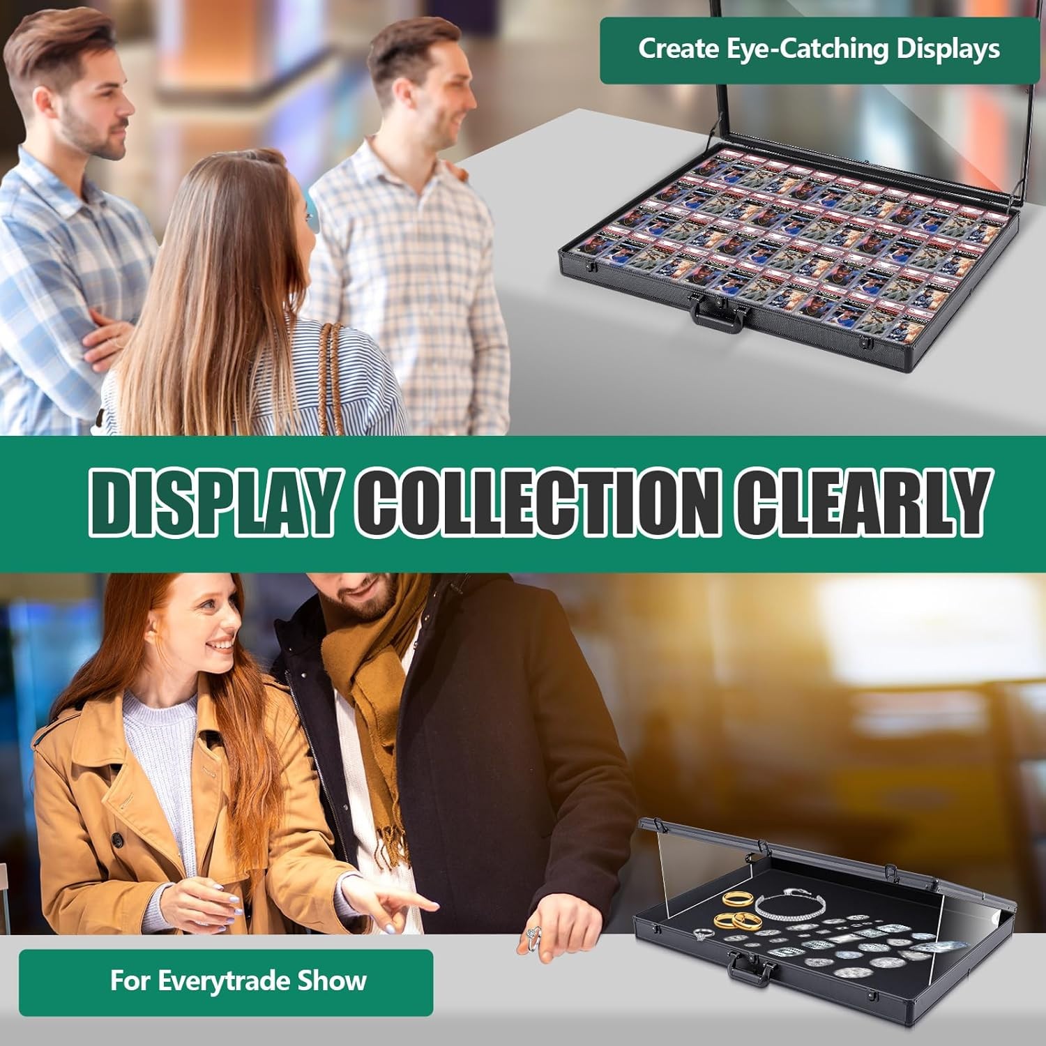36″X24″ Acrylic Clear Top Display Locking Travel Case Trading Coin/Card/Jewelry