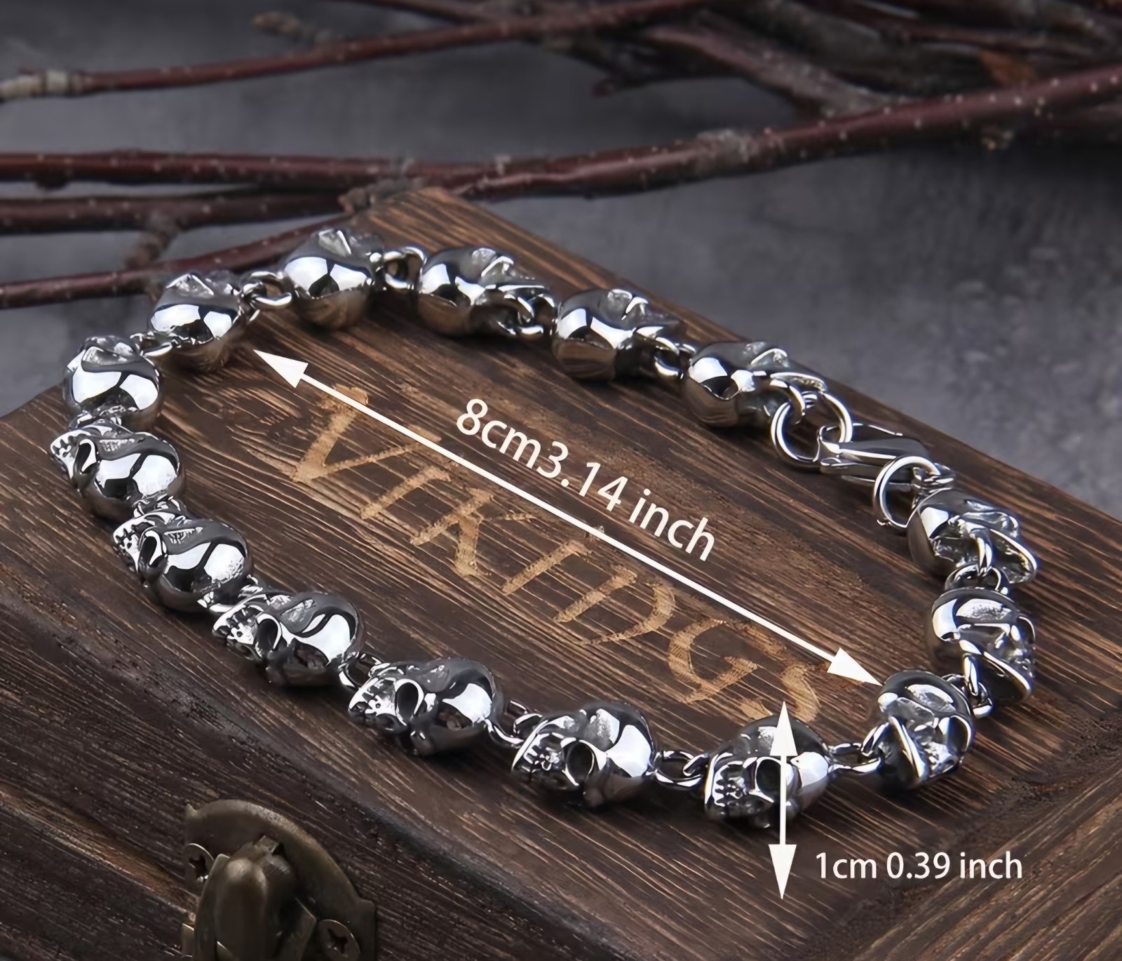 Men’s Stainless Steel Skull Bracelet Gift Unisex Free Shipping US Seller