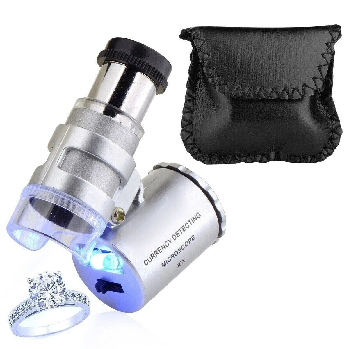 30X 60X Illuminated Jewelers Eye Loupe Foldable Magnifier Bright LED Light Gold