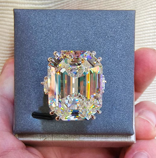 Rare 35 Ct Certified Treated Off White Engagement Ring with Diamond Accents, 925