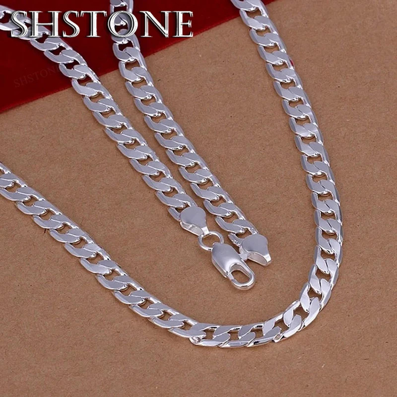 Fine 925 Sterling Silver Necklace fashion 6MM men solid chain women jewelry