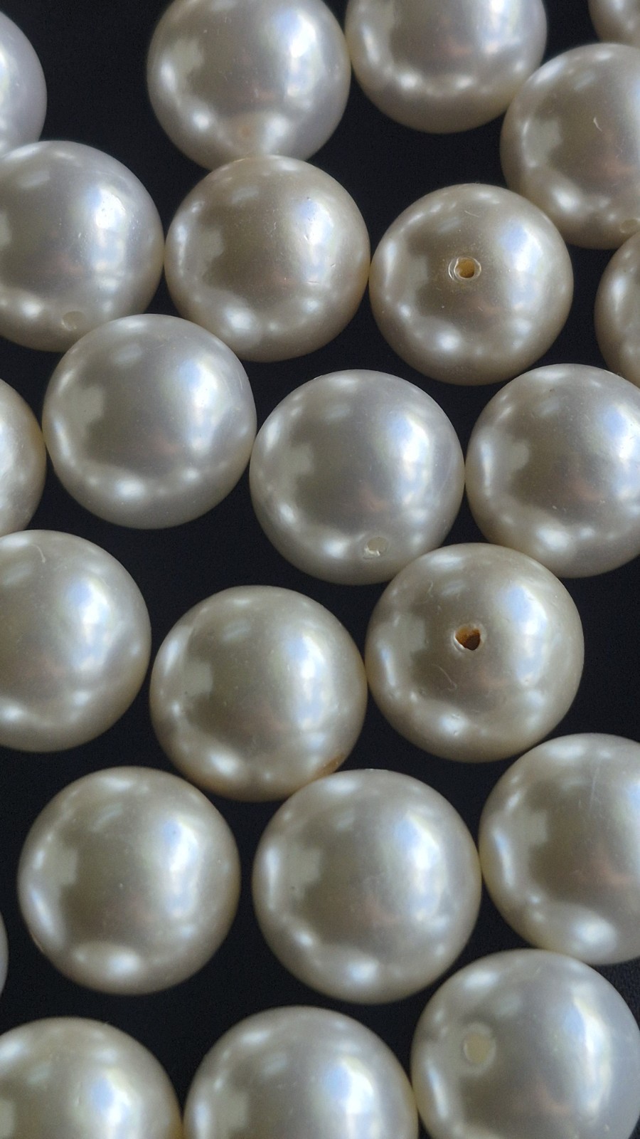 Vintage 15mm High Luster Acrylic Faux Pearl Beads 64pc Original Strand