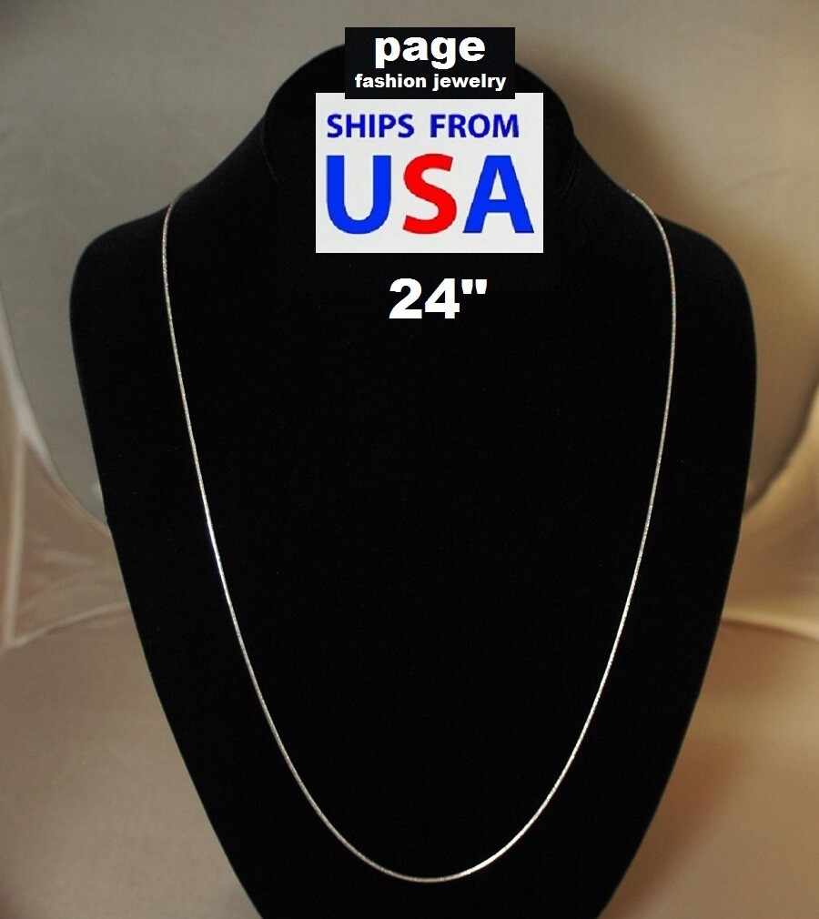 USA Seller- 925 Sterling Silver 2mm Snake Chain 18″ 20″ 24″ Necklace Jewelry