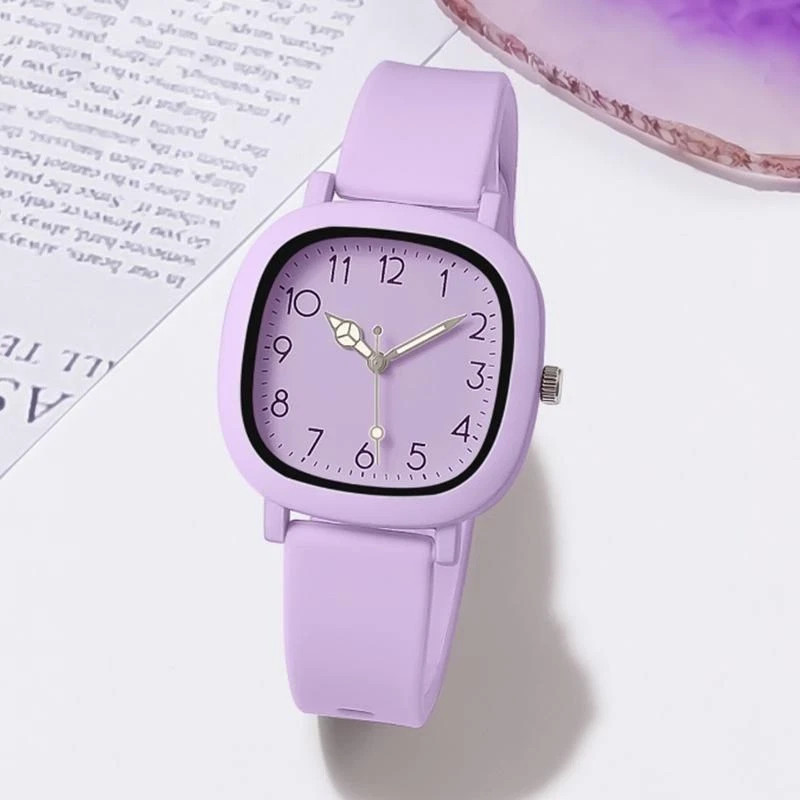 Women Watch Fashion Square Quartz Silicone Strap Wristwatches