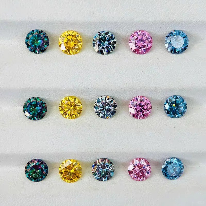 Wholesale Round Cut 1-10pcs VVS1 Colorful 0.5-3ct Moissanite GRA for Jewelry DIY