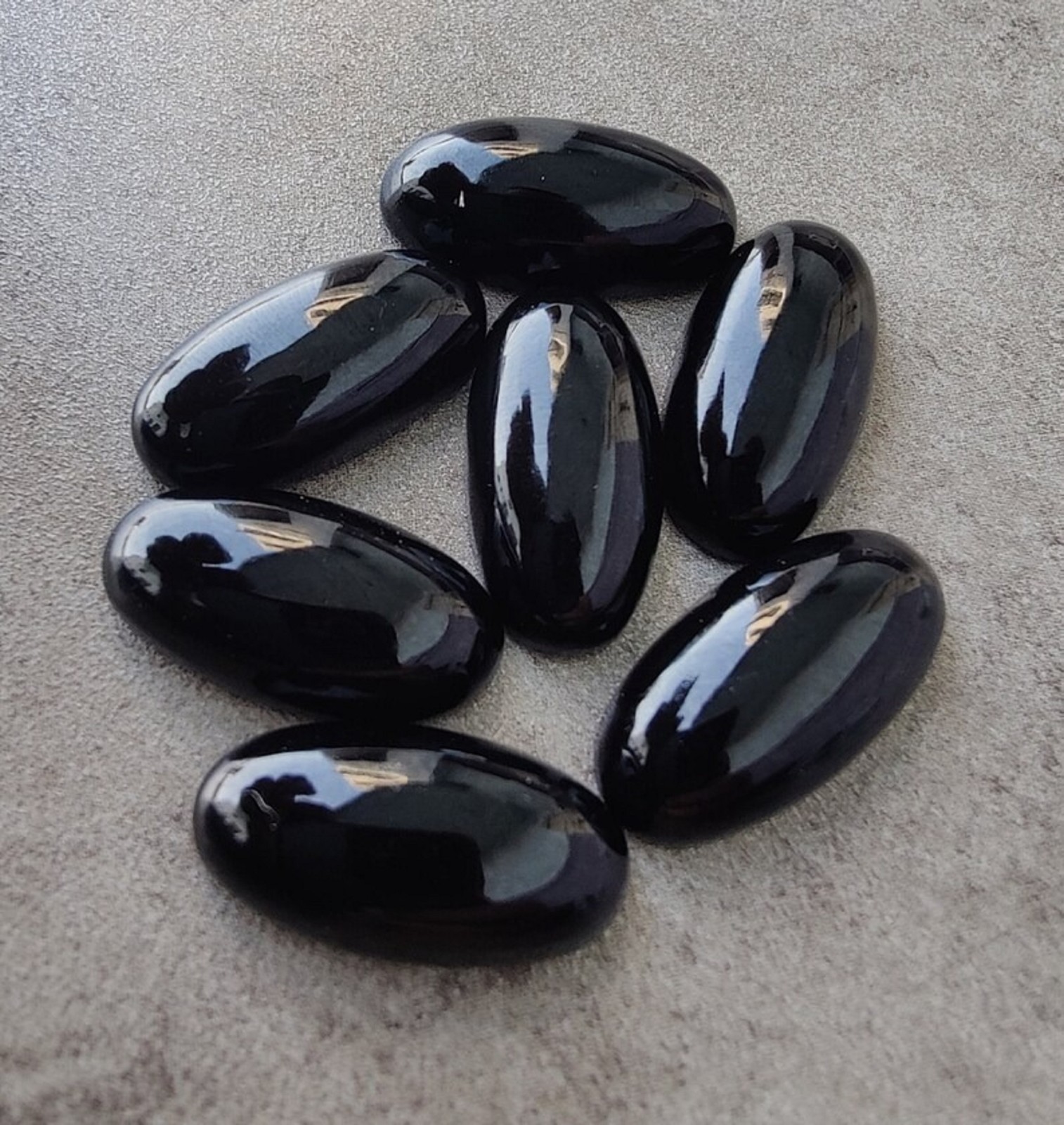 Natural Black Onyx Long Oval Cabochon AAA Grade Loose Gemstone