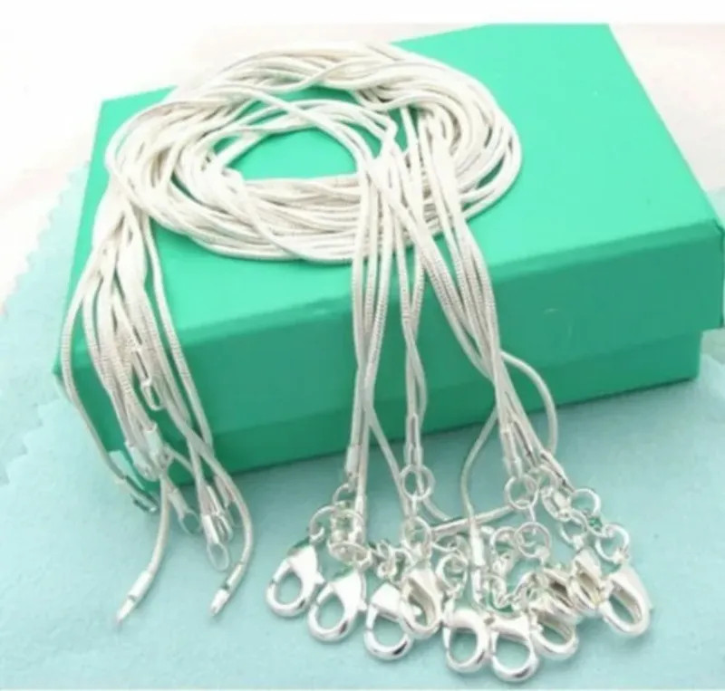 10PCS wholesale 925 sterling solid silver 1MM 16-30inch snake chain necklace