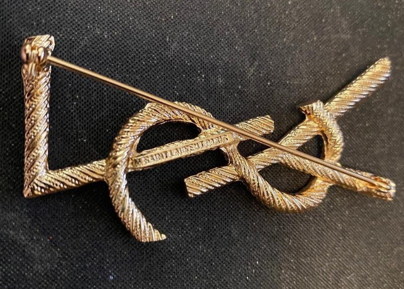 Brilliant YSL Yves Saint Laurent Opyum Twisted Brooch Stamped Brooch Pin