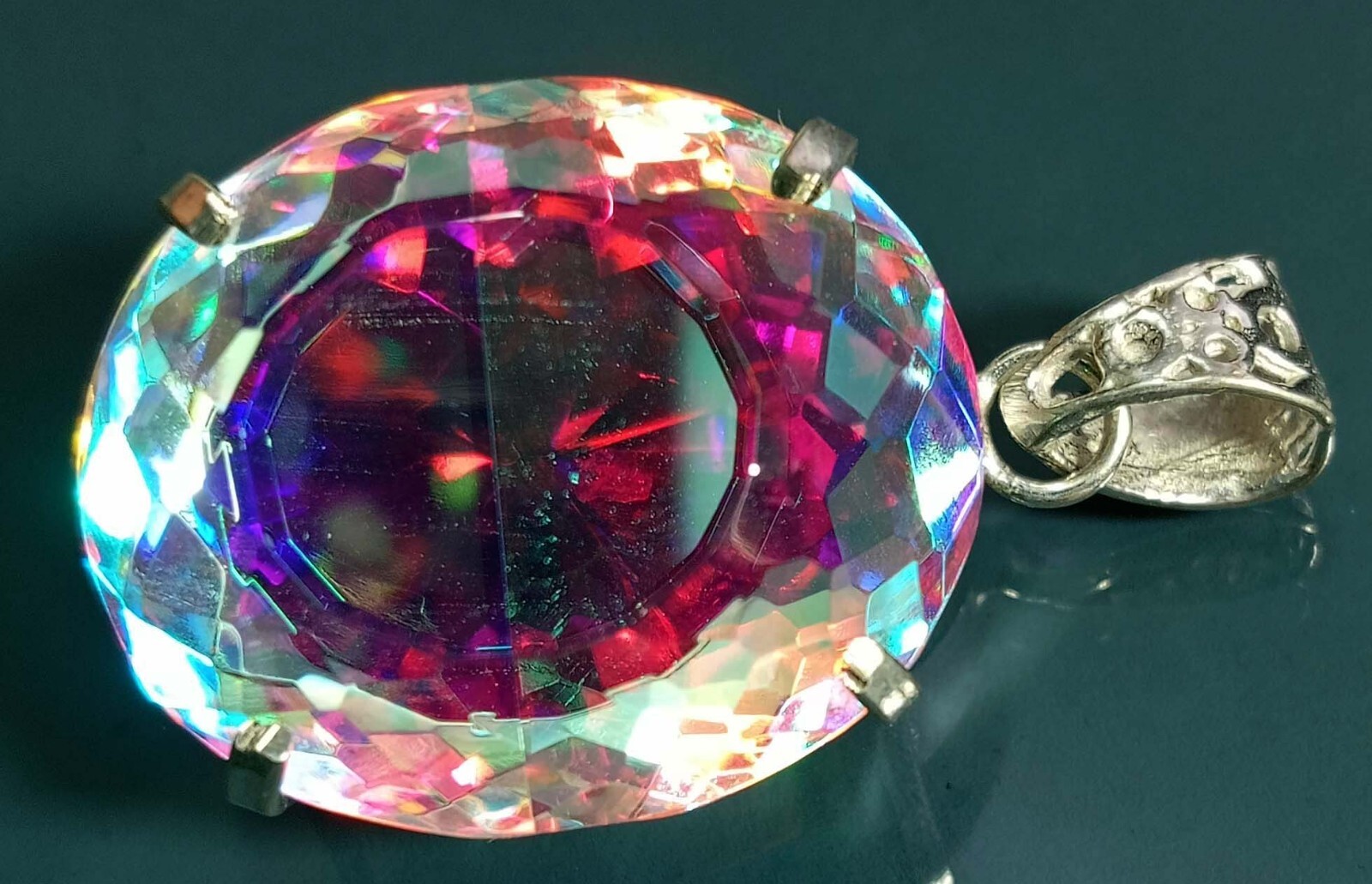 Mystic Topaz Oval Cut 87.75 Ct Natural Locket Loose Gemstone Pendant Certified