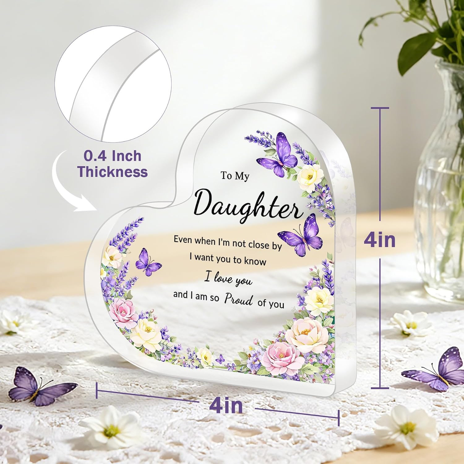 Birthday Gifts for Daughter, Daughter Gifts – to My Daughter Acrylic Heart Plaqu