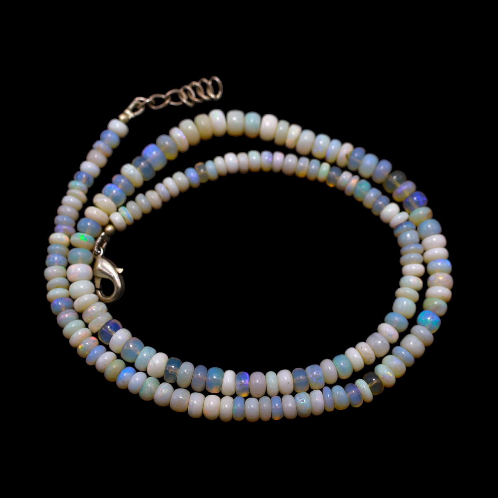 Smooth Multi Color 4X5 MM Fire Opal Beaded Not Applicable Rondelle Wife Necklace
