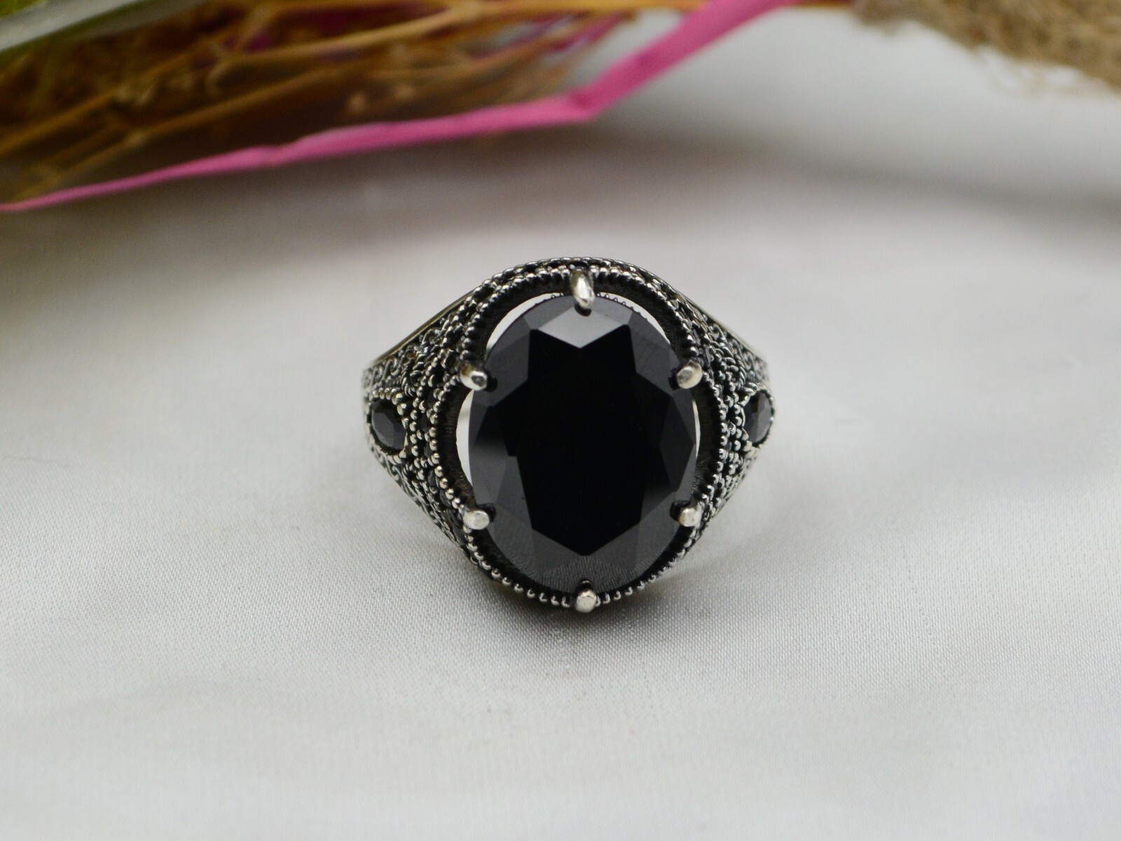 Onyx Black Men’s Ring Solid 925 Sterling Silver Turkish Jewelry All Size