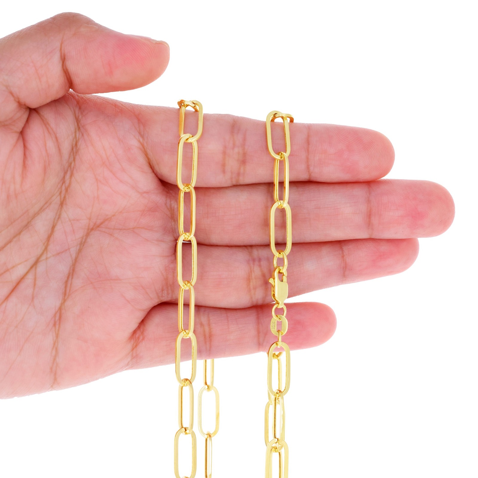 10k Yellow Gold Paperclip 2mm-9mm Chain Cable Rolo Necklace Mens Womens 16″-30″