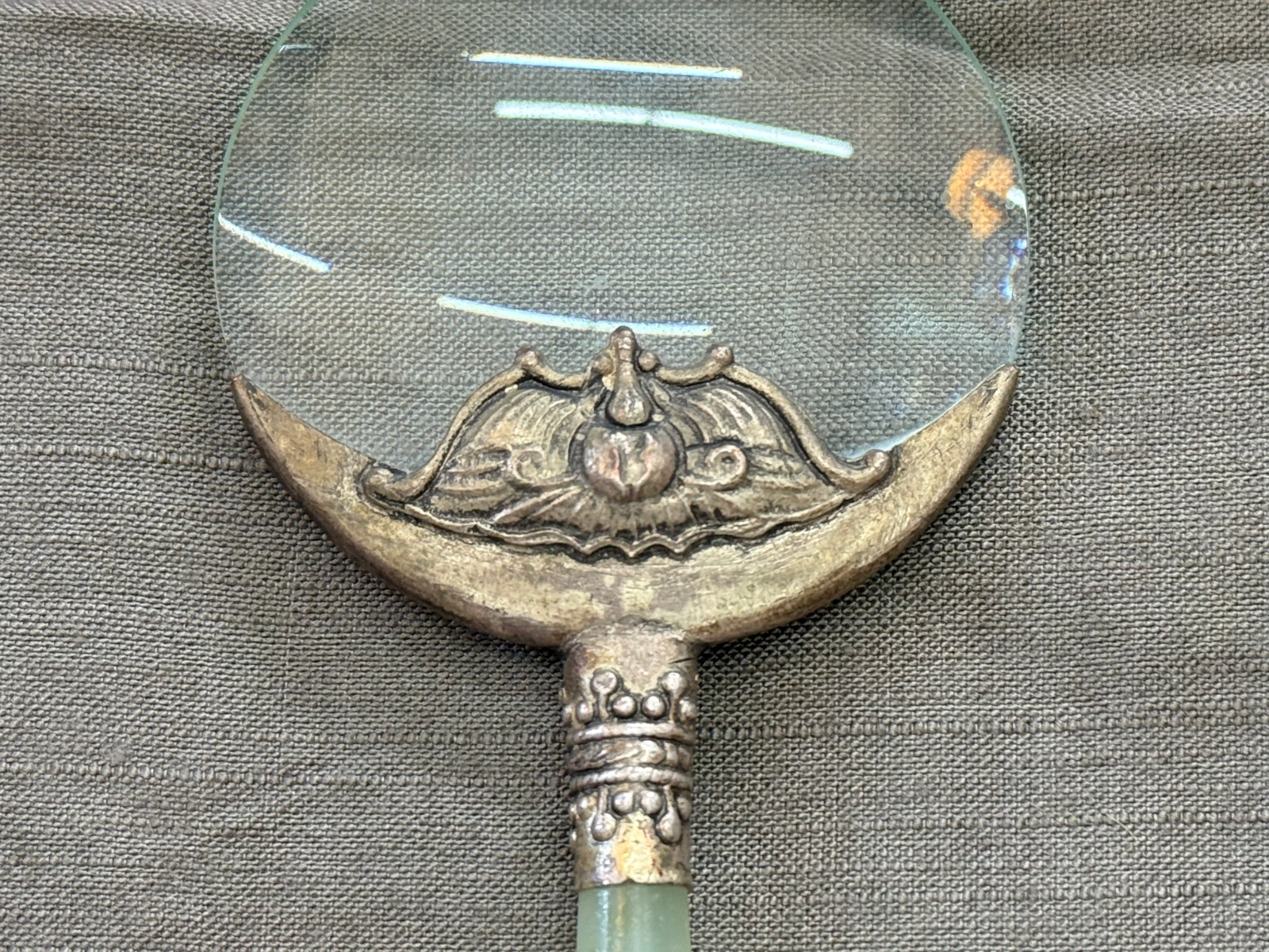 Antique Jade Handled Magnifying Glass (Early 20th Century) from Australia.