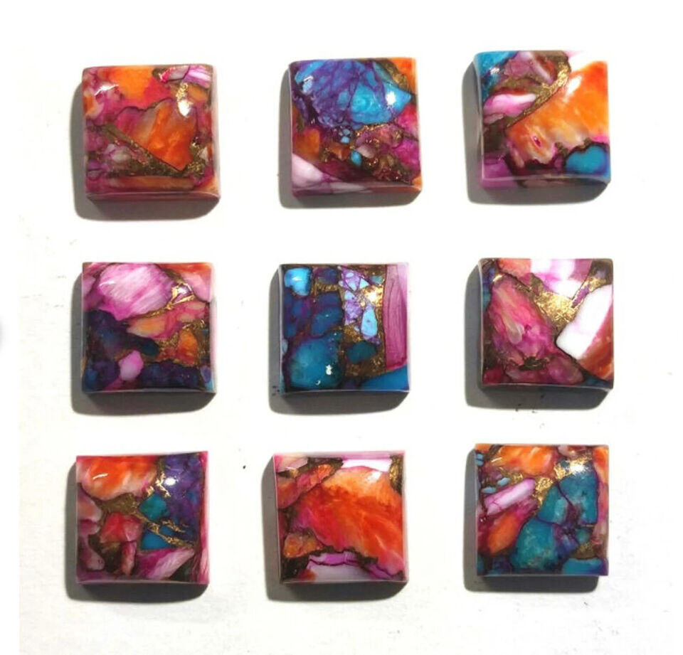 SPINY PURPLE DALIHA COPPER TURQUOISE CABOCHON SQUARE SHAPE LOOSE GEMSTONE