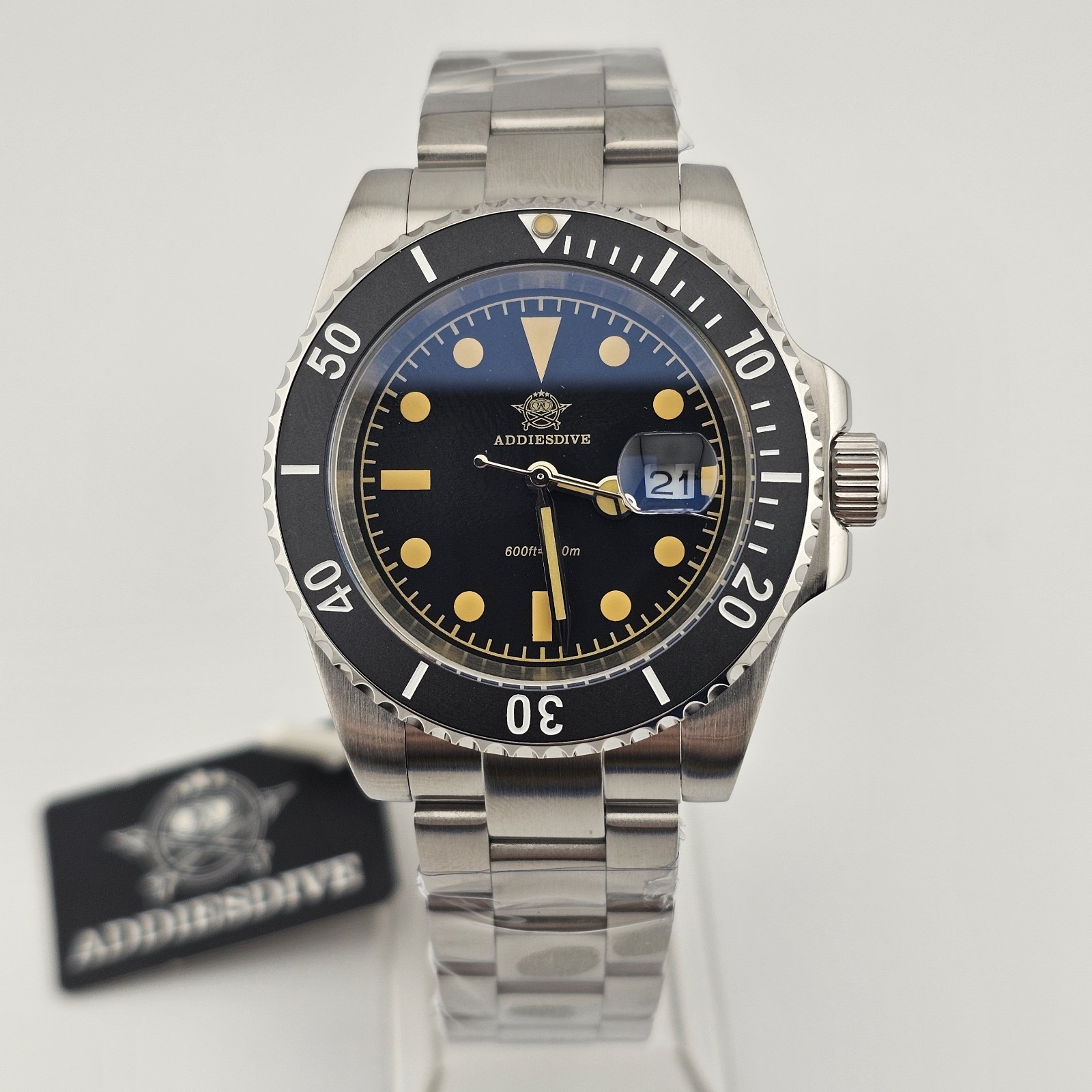 USA Seller – Addiesdive Vintage-Style 40mm Quartz Diver – New in Box