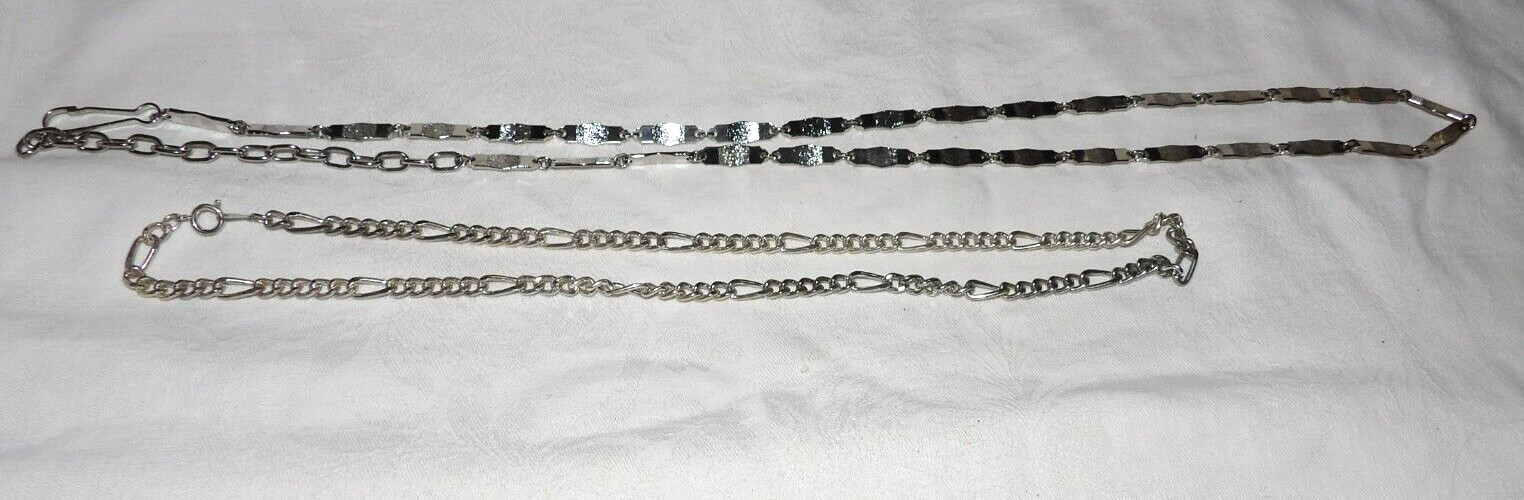 STAINLESS STEEL Lot of 3 Chain NECKLACES Single 22″ &34″ Length 18″ Multi-Strand