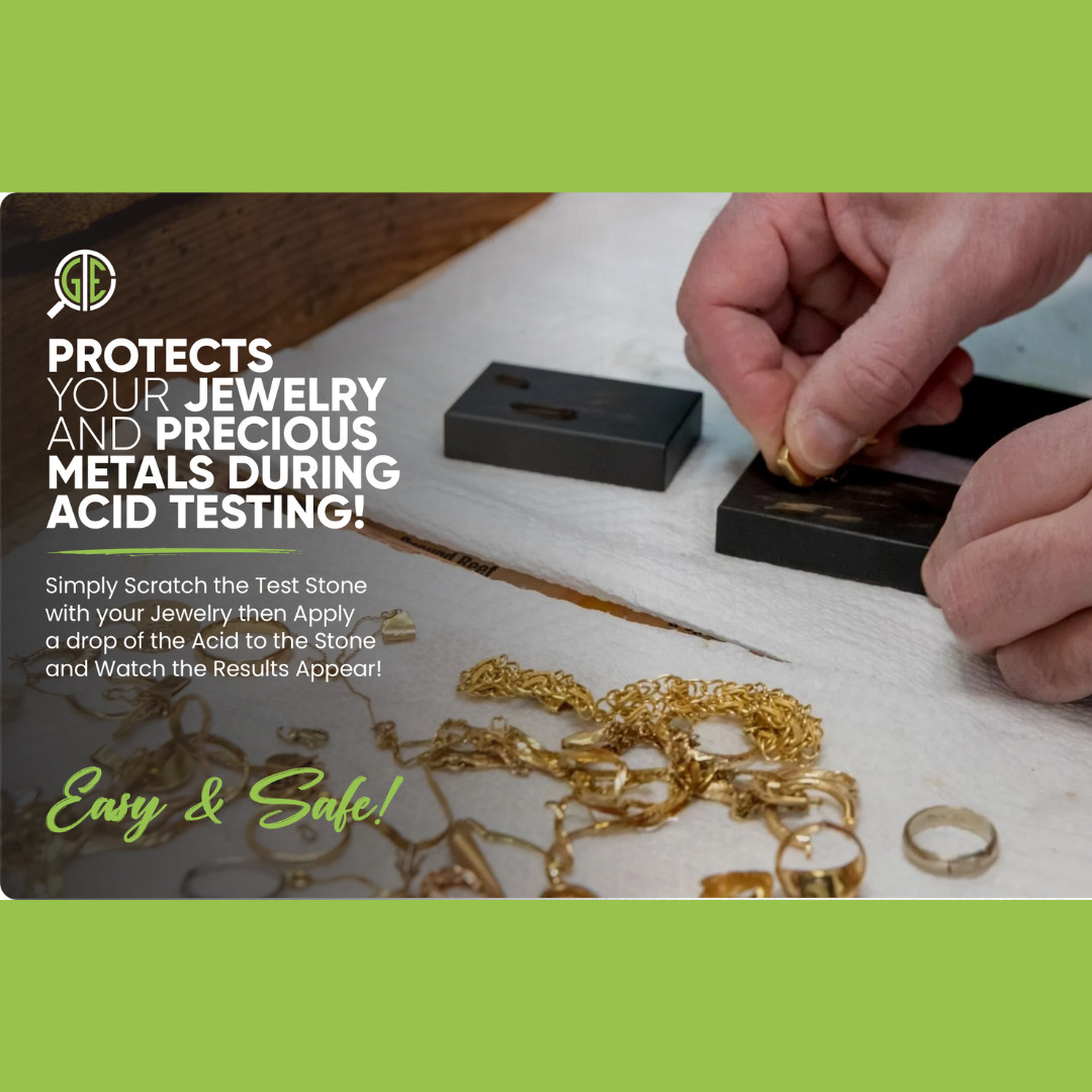 Gold Testing Kit 10k 14k 18k 22k Solutions Acids + Scratch Stone Test