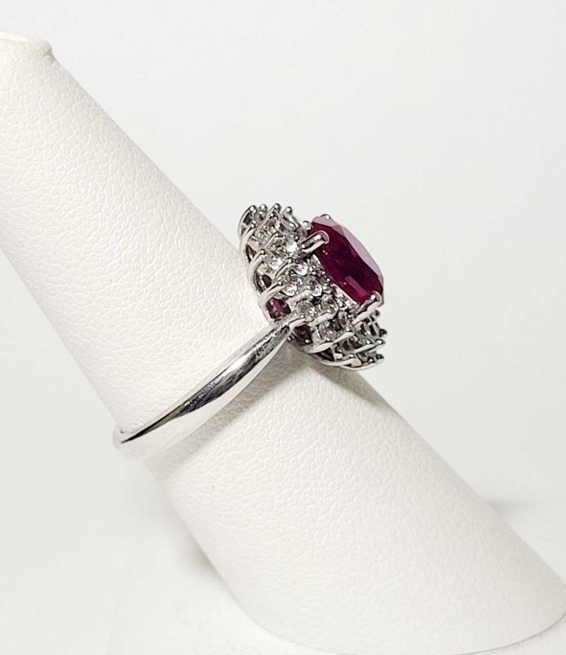 925 sterling silver Lab-Creation Ruby and Colorless Topaz ring size 6.75