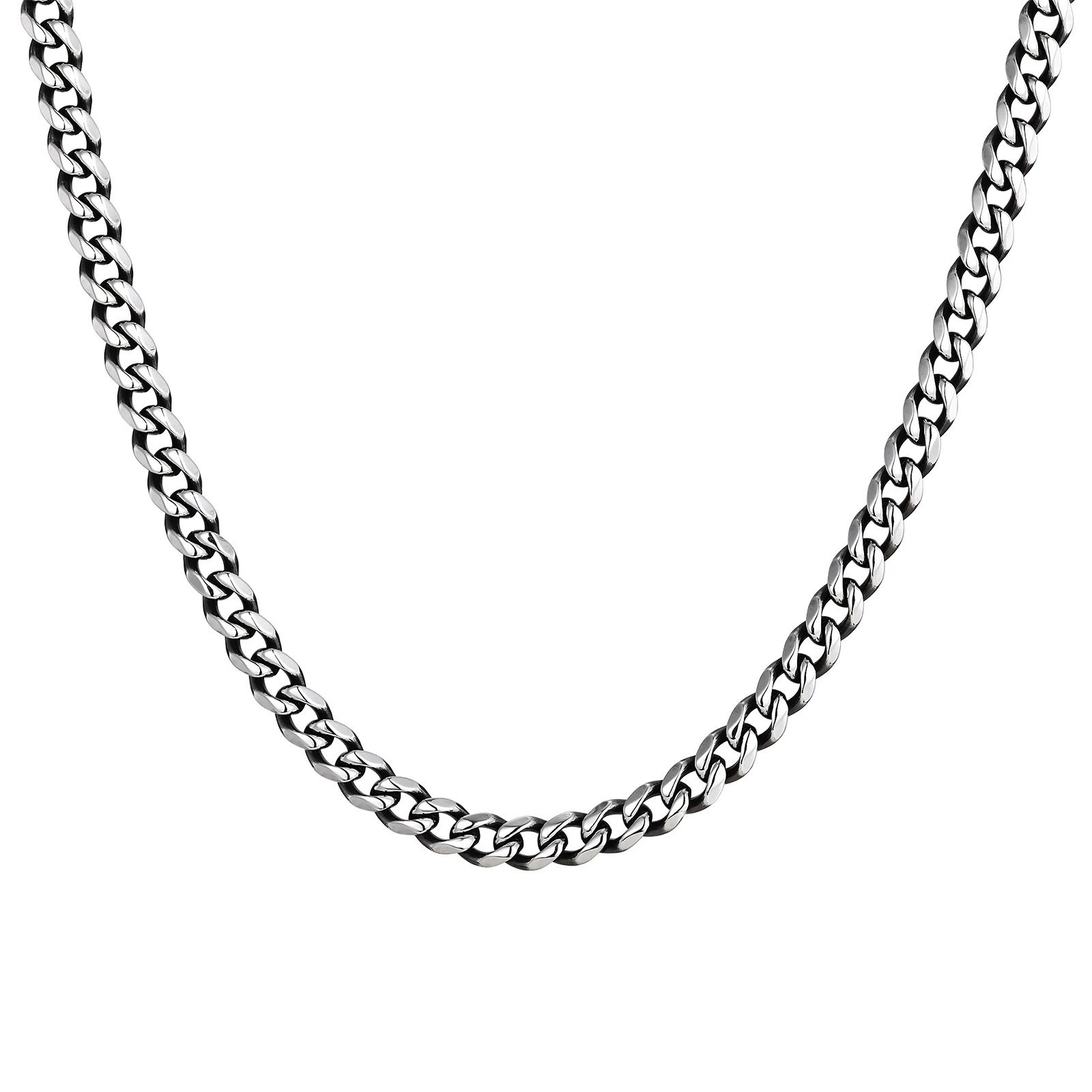 3/5/7mm Stainless Steel Cuban Link Chain Stainless Steel Necklace, Punk Hip-hop