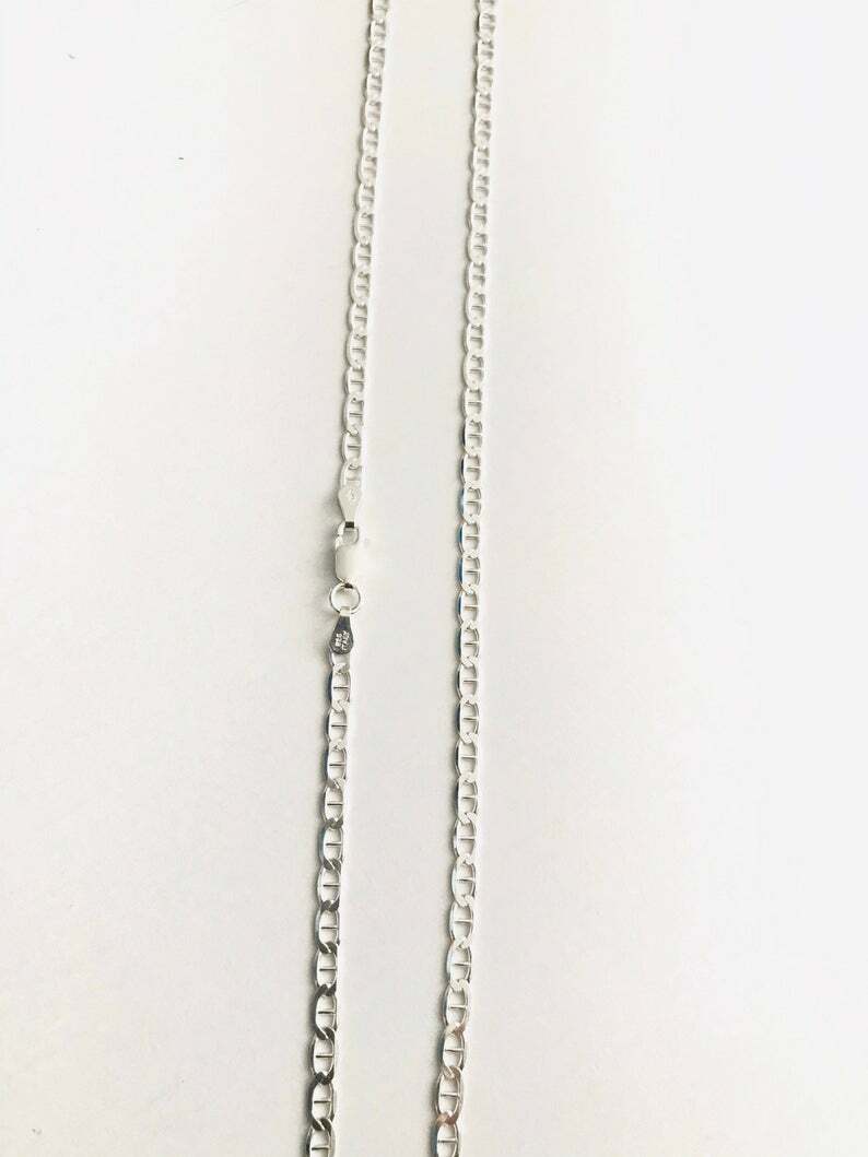 925 Sterling Silver 3.5 mm Mariner Link Chain,Made in Italy Necklace -G080