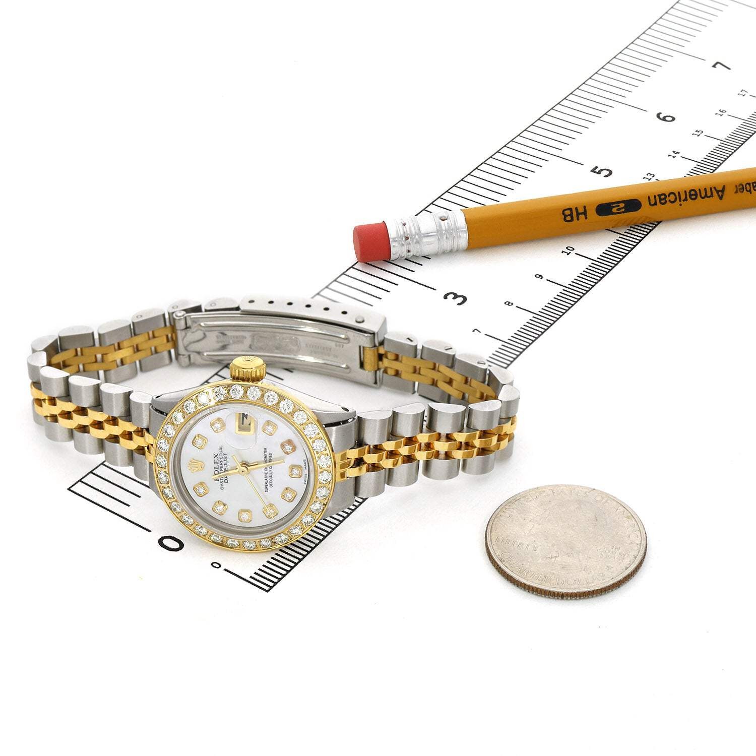 26mm Rolex Datejust 1617 18K Gold Diamond Mother of Pearl Dial Steel Woman’s Wat