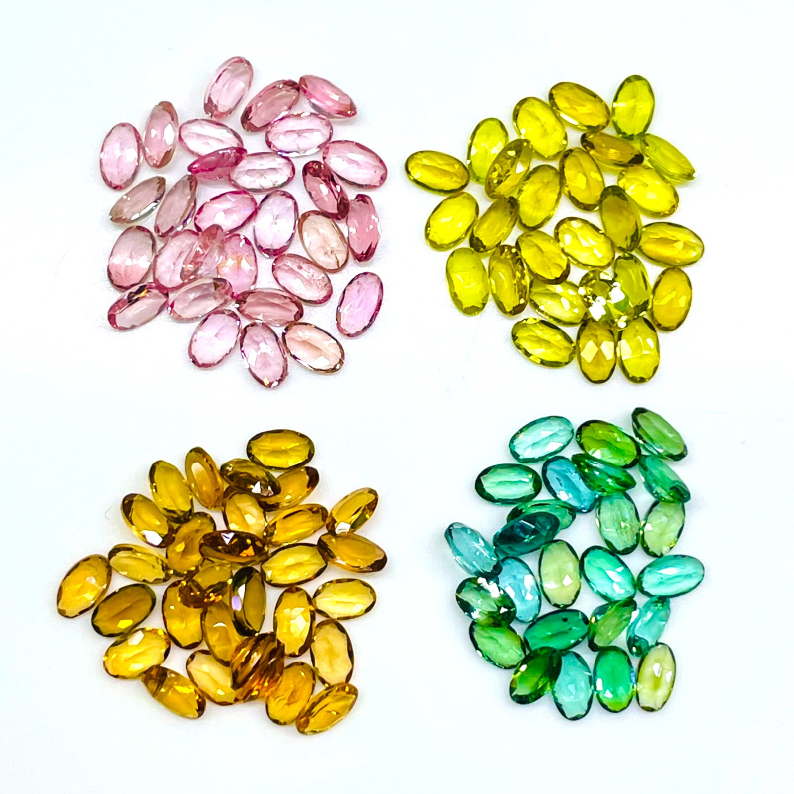 VVS 24 Pcs Natural Multi Tourmaline 5x3mm Oval Cut Loose Untreated Gemstones