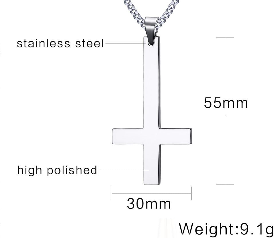 Jewelry Stainless Steel Upside Down Cross Necklace for Men,Inverted Pendant,Gold