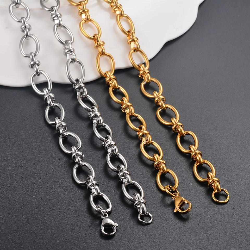 Heavy Oval Necklace Stainless Steel Big Link Punk Chain Chunky Men Jewelry