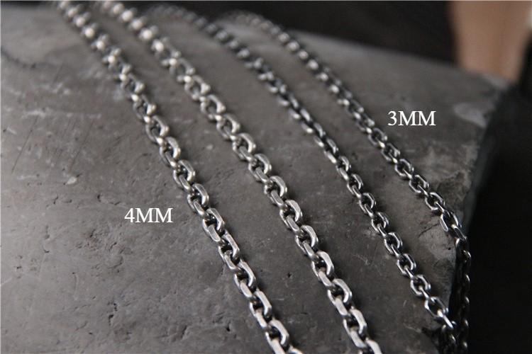 Oxidized Thai Silver Chain, S925 Sterling Vintage Rolo Necklace for Pendants
