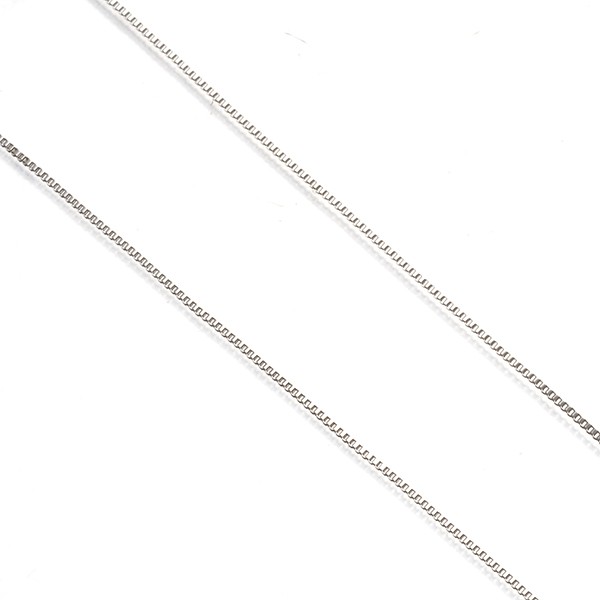 Box Chain Necklace 40cm 18K 750 White Gold