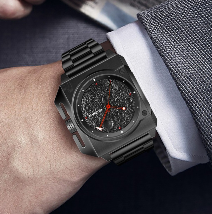 GLENAW Men’s Automatic mechanical watch moon surface dial luminous waterproof