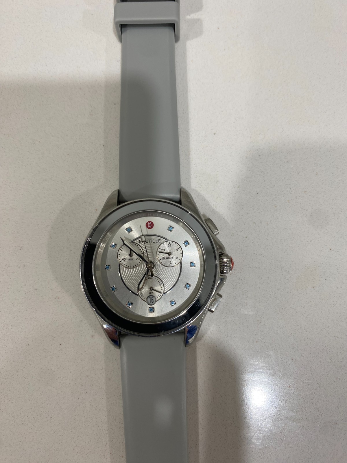 Michele Cape Stainless Blue Topaz Watch MWW27E000004 100% Authentic Guaranteed
