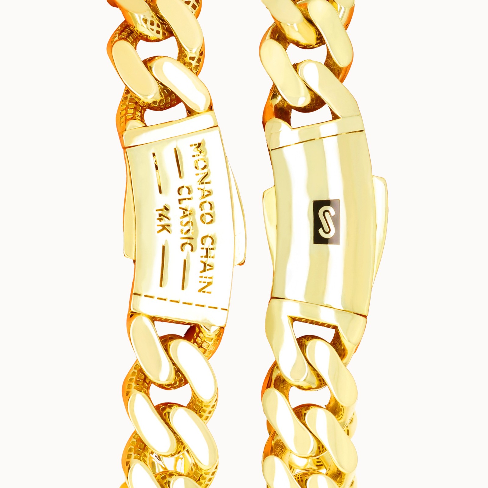 14k Yellow Gold Miami Cuban Royal Monaco Chain Bracelet 5mm-17mm 7″ 7.5″ 8″ 9″