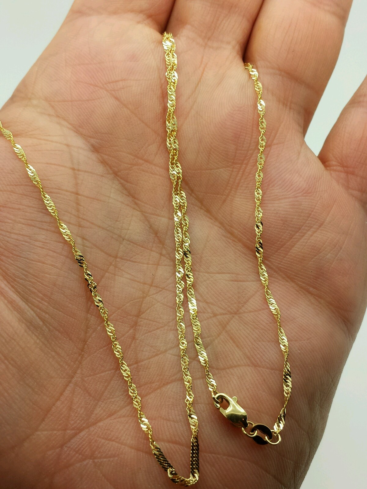 14k Yellow Gold Diamond Cut Singapore Chain Necklace 16″ 18″ 20″ 22″ 24″