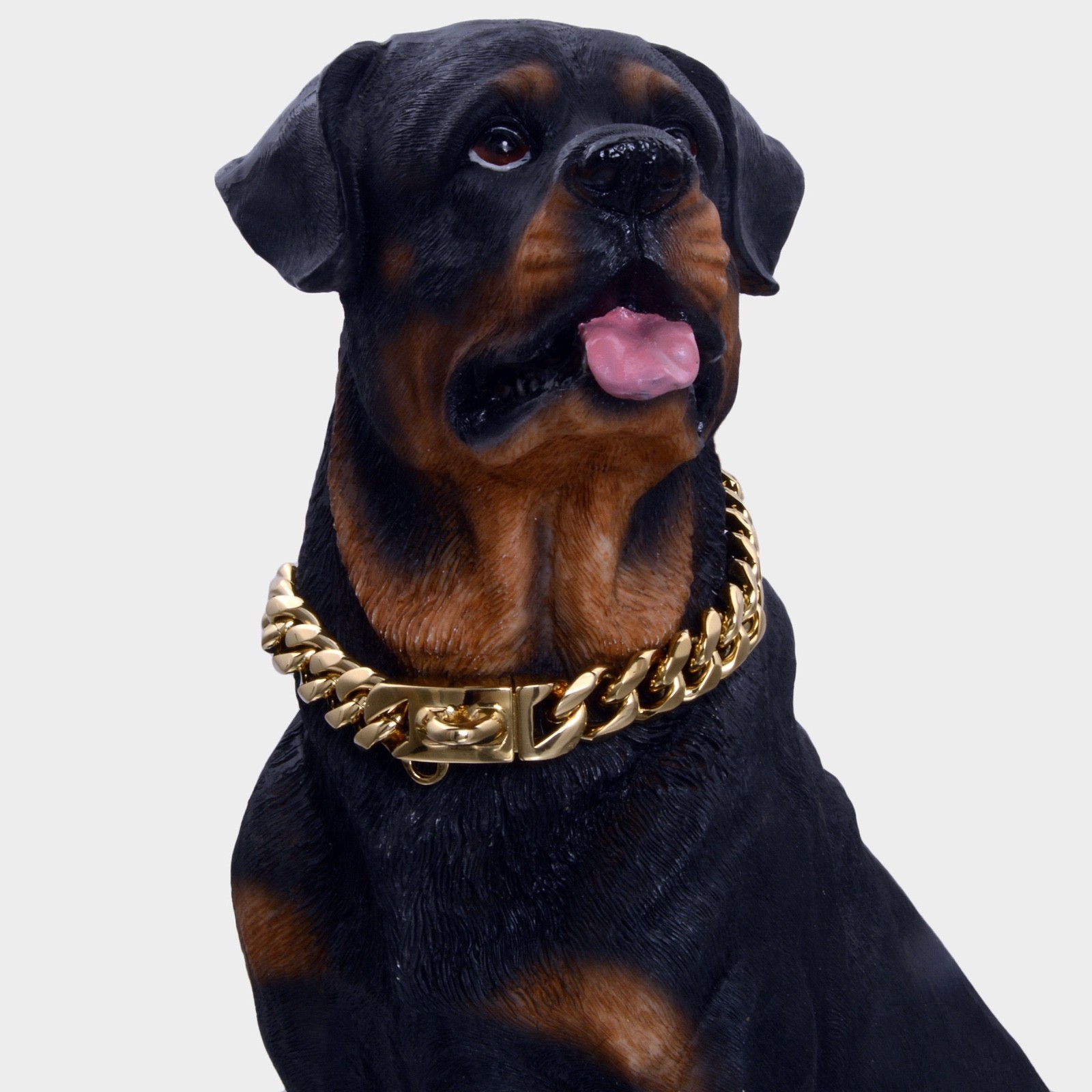 Upgraded Gold Stainless Steel Cuban Link Dog Chain Collar Necklace Luxury 10-26″