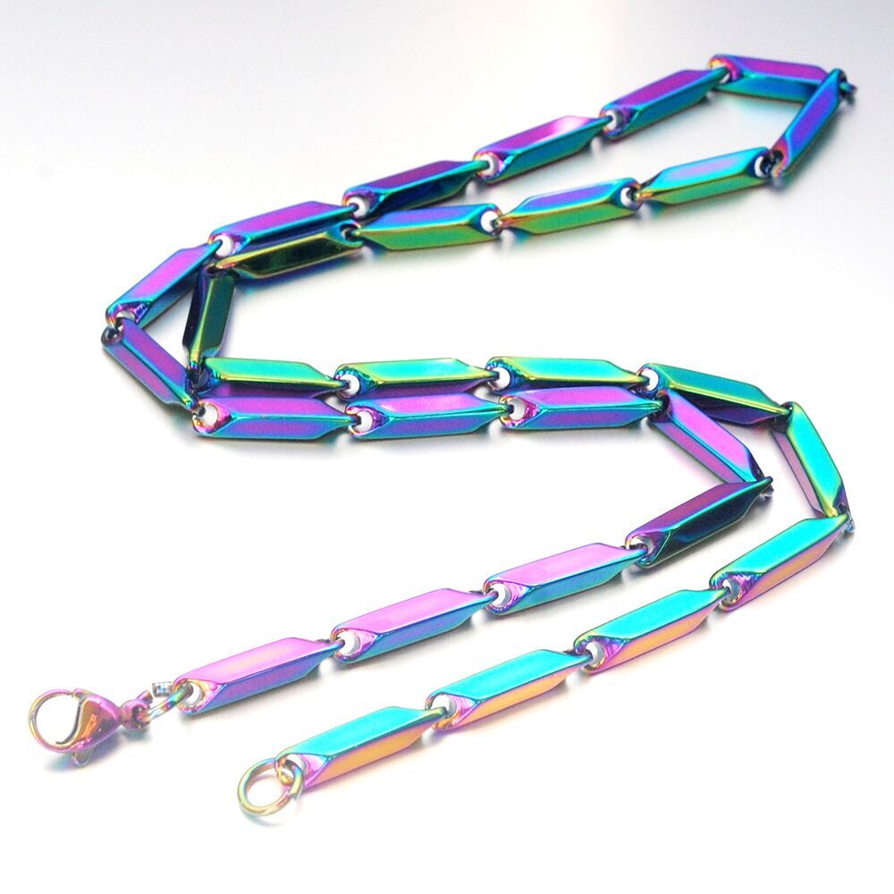 Woman Man 2 Colors 2/3/4/5mm Stainless Steel Rhombus Chains Necklace 7.5-32”