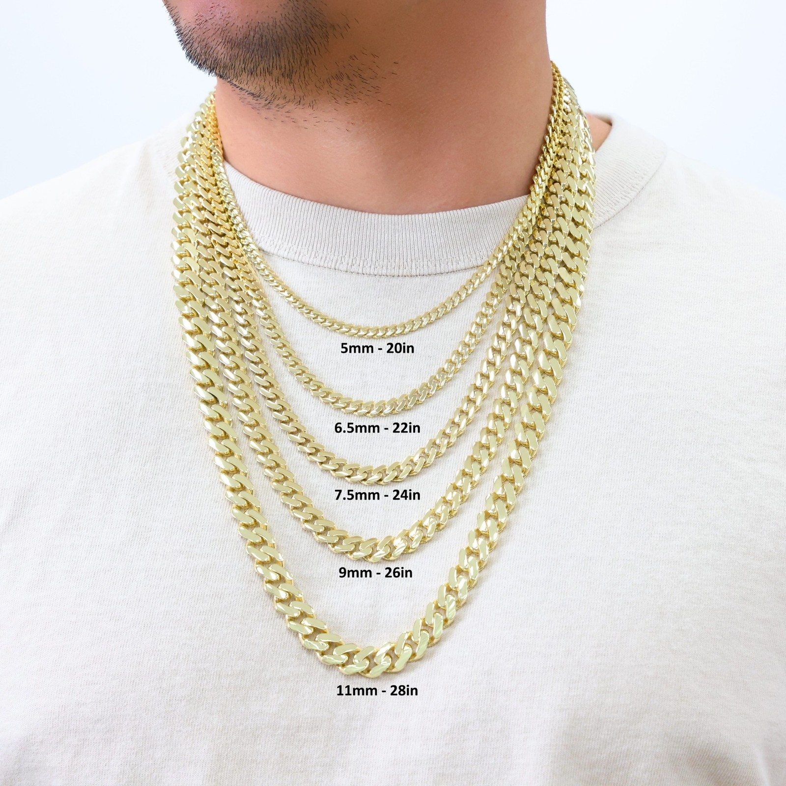 10K Yellow Gold Miami Cuban Royal Monaco Chain 5mm-20mm Necklace Bracelet 6″-30″