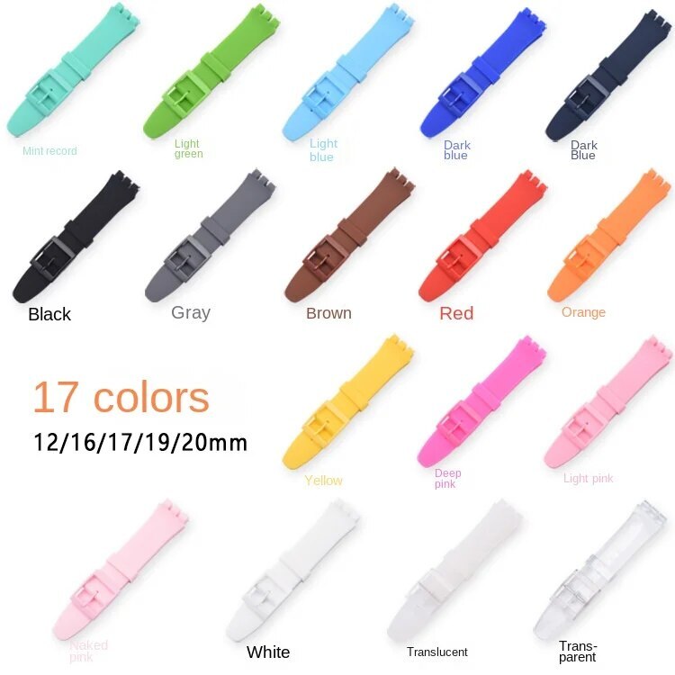 For Swatch Silicone Watch Band Strap Accessories 12 16 17 19 20mm Multicolour