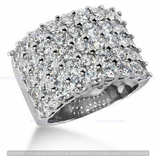 5 CT Round Moissanite Wedding Anniversary Band Ring Real 925 Sterling Silver
