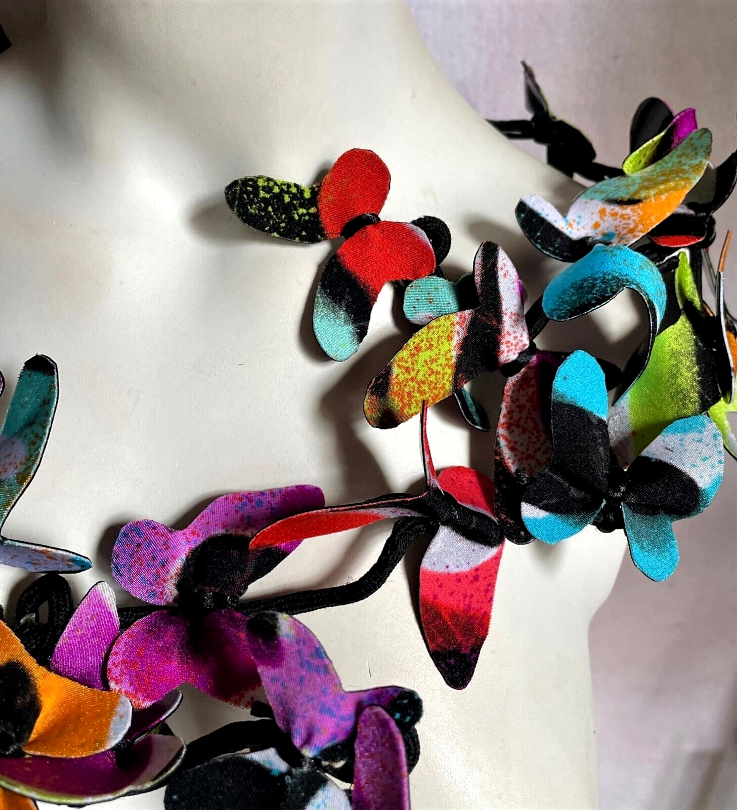 Nita Angeletti OOAK Art To Wear Multi-Color Butterfly Statement Necklace