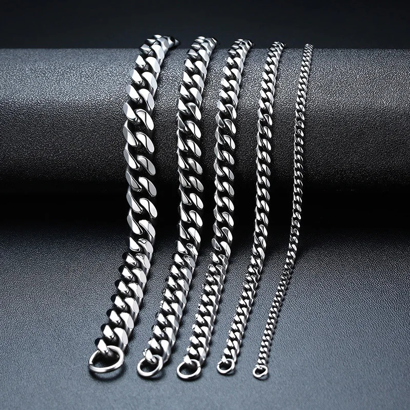 Men Simple Stainless Steel Cuban Chain Necklace Hip Hop Street Jewelry For Women