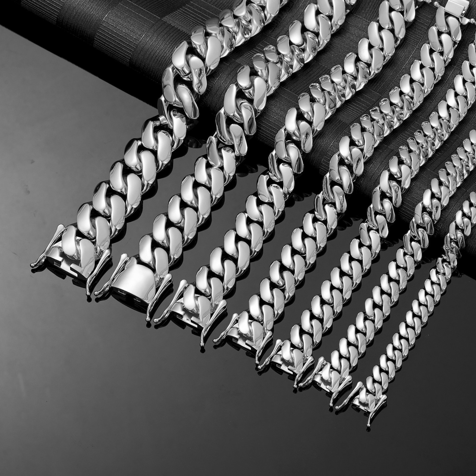 Stainless Steel Miami Hip Hop Cuban Chain Necklace Bracelet 10-22MM