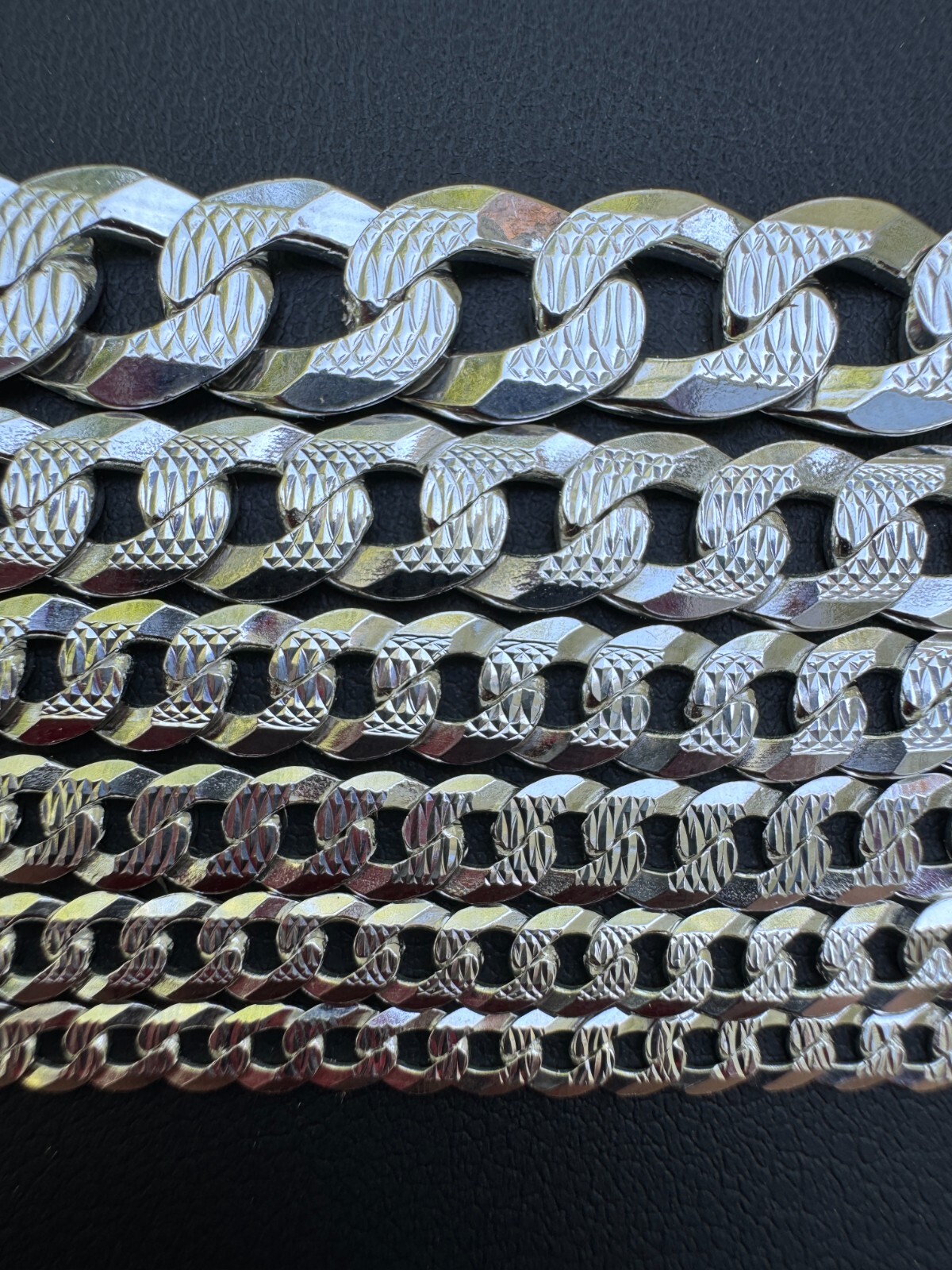 Cadena Cubana Miami Plana Diamantada Plata 925 Sólida Hombre Mujer 3-10.5mm