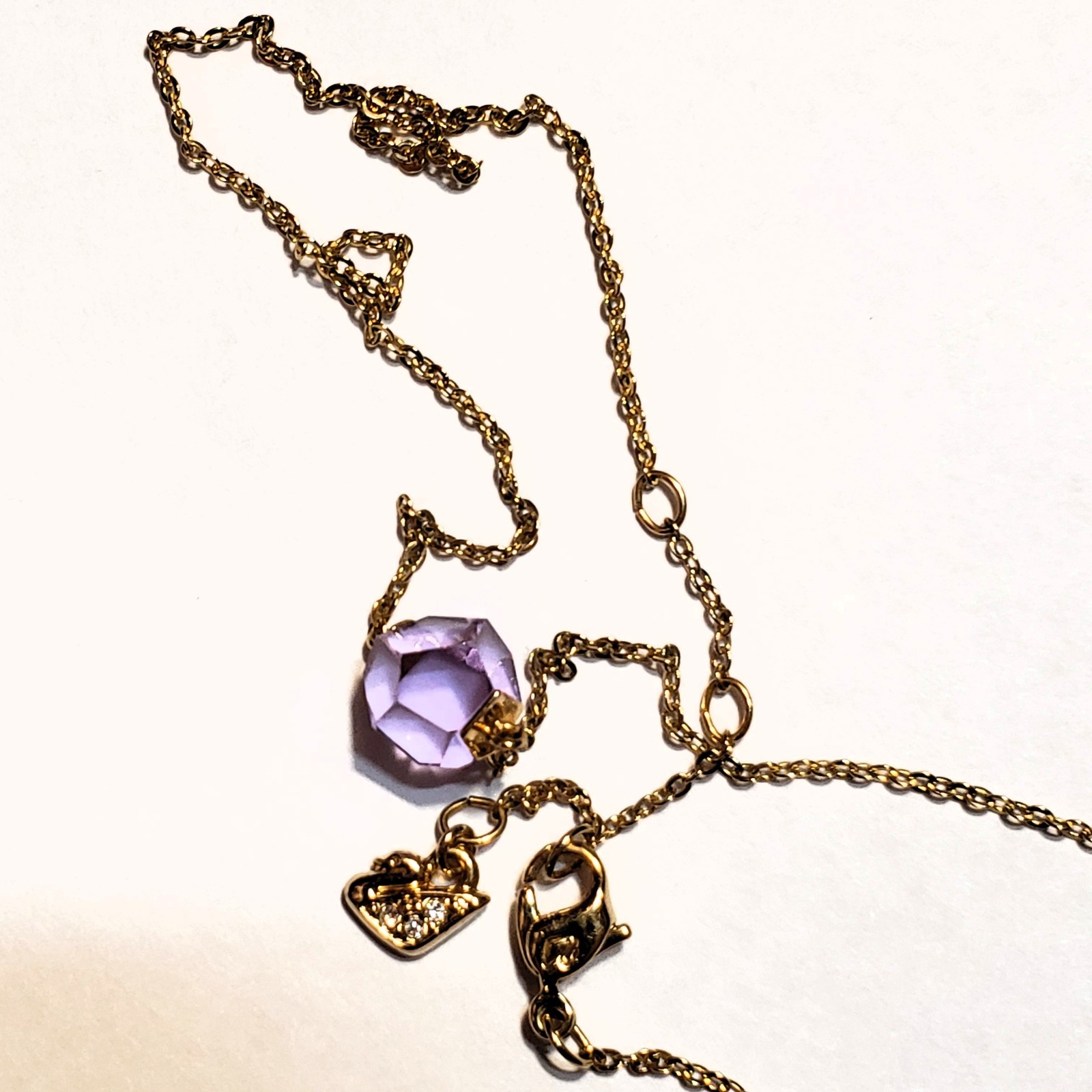 Swarovski “Nutshell Design Collection” Violet Hue Geometric Crystal Necklace