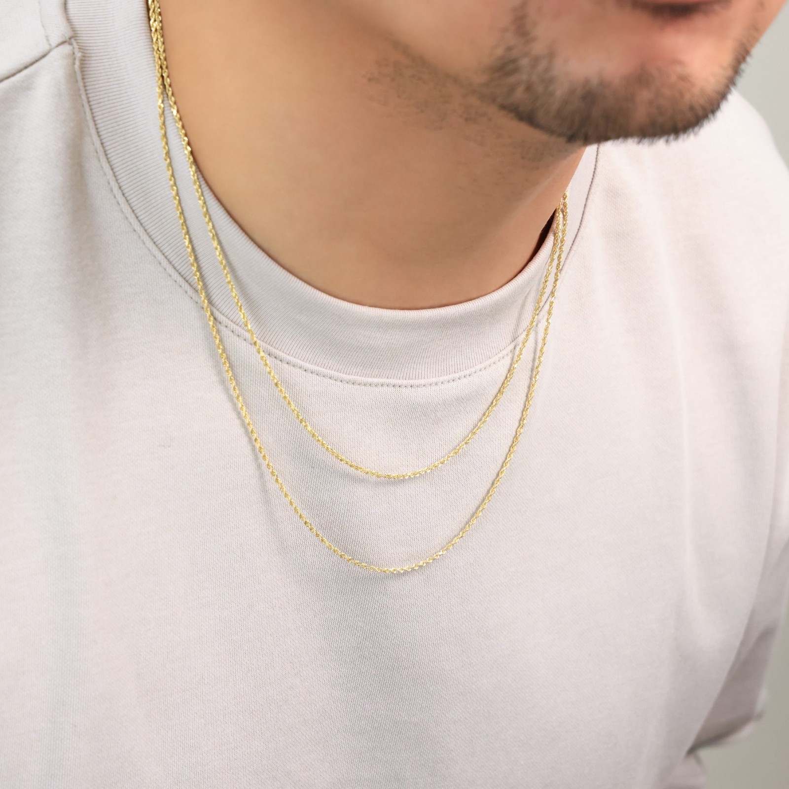 14K Yellow Gold 1mm-10mm Diamond Cut Rope Chain Necklace Mens Women 16″- 30″