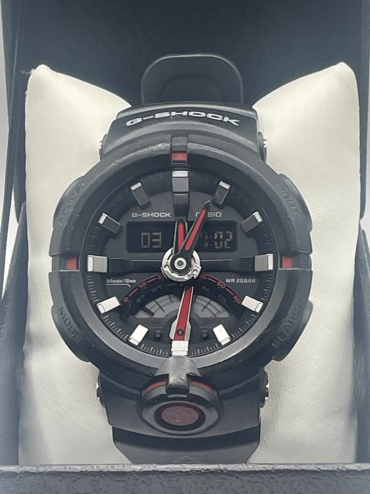 Casio G-Shock GA-500 5478 Black Red New Battery Gasket Greased Serviced Boxed